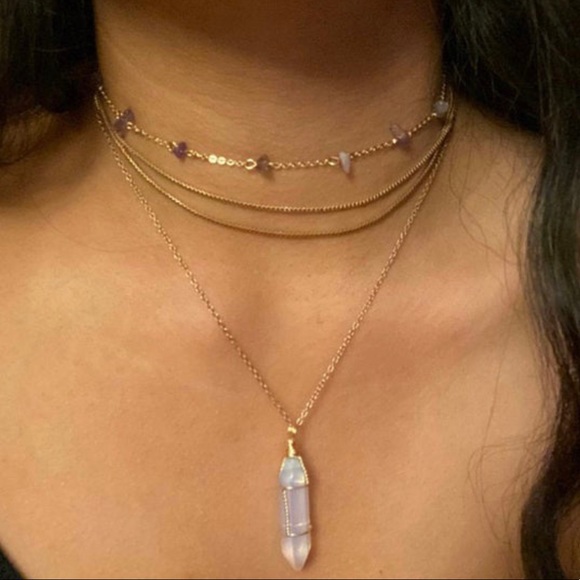 Wire Wrapped Crystal Necklace, Healing Crystals - Picture 3 of 11